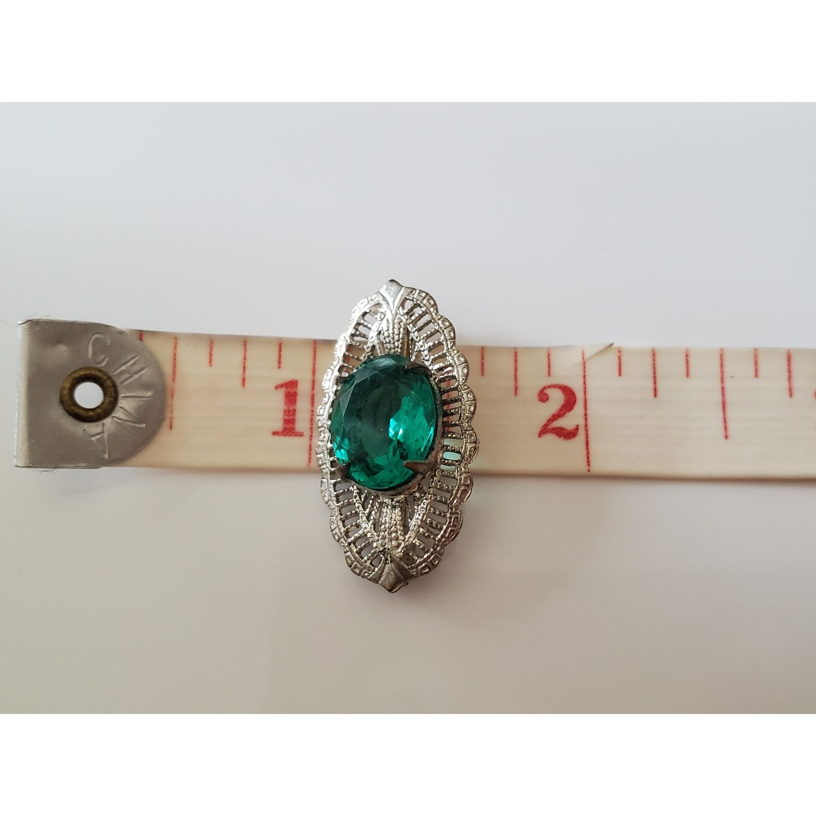 Other Antique Art Deco Green Glass Filagree Brooch Size ONE SIZE - 7 Thumbnail