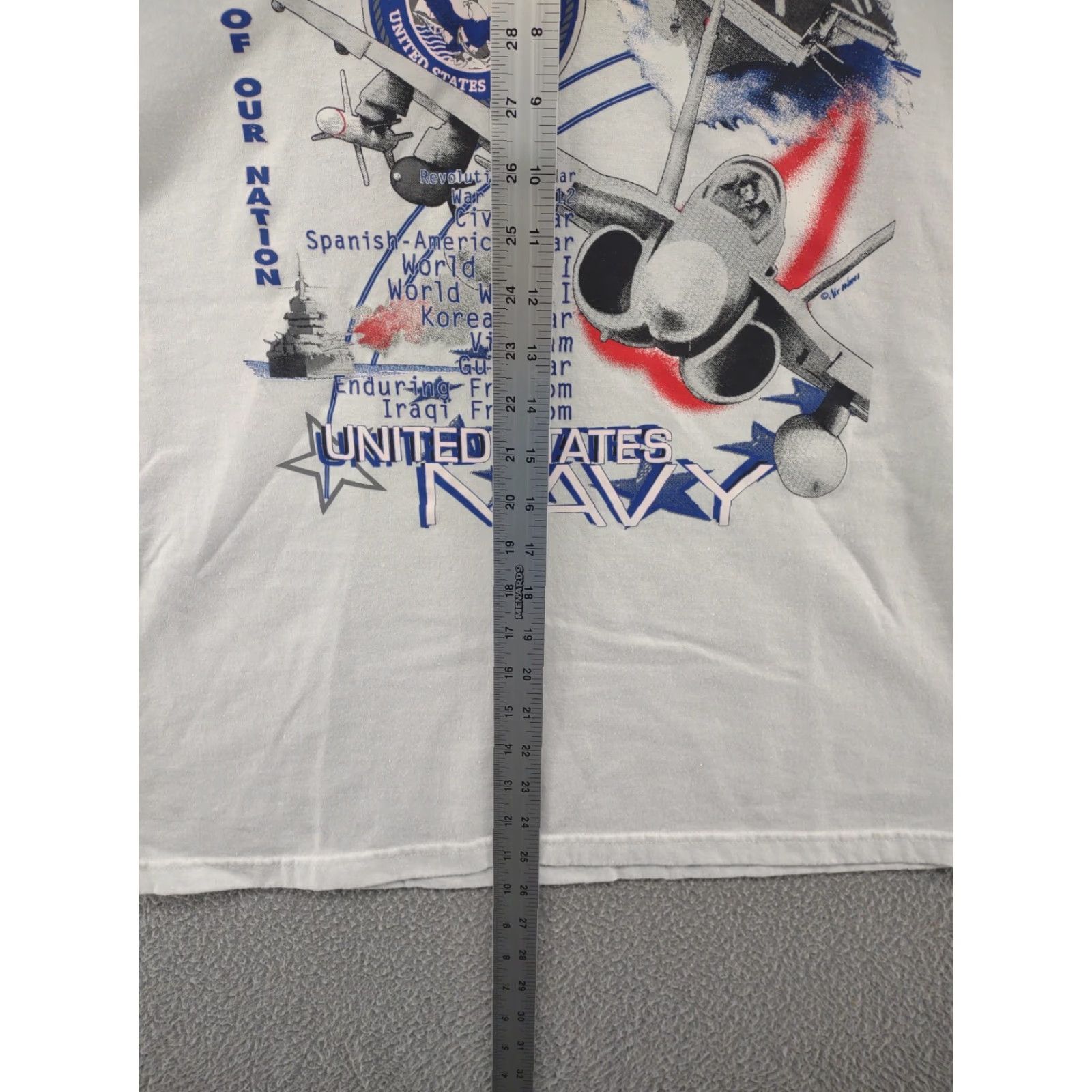 Jerzees VINTAGE United States Navy Graphic T-Shirt Men L Jerzees White Cotton Air Waves Navy Graphic Print 90s Size US L / EU 52-54 / 3 - 6 Thumbnail