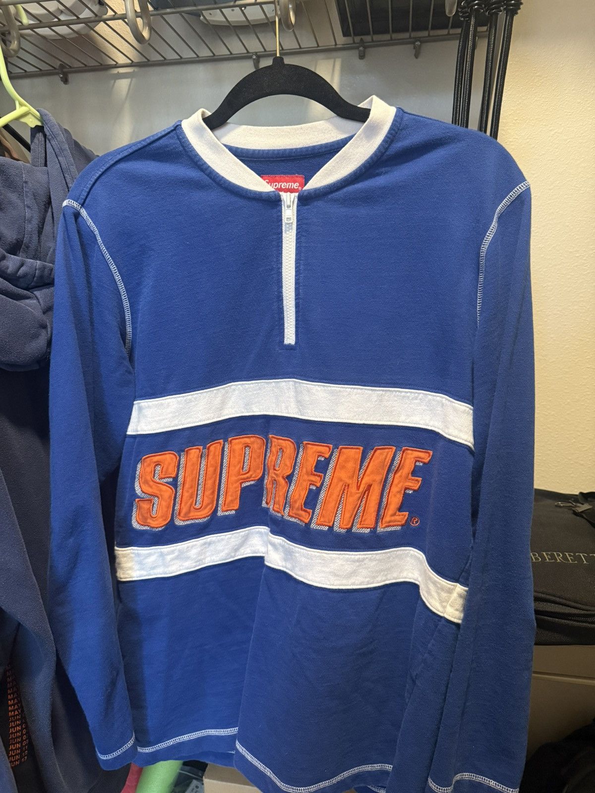 Supreme Supreme Bar Logo Half Zip Top (Royal) Size US S / EU 44-46 / 1 - 2 Thumbnail