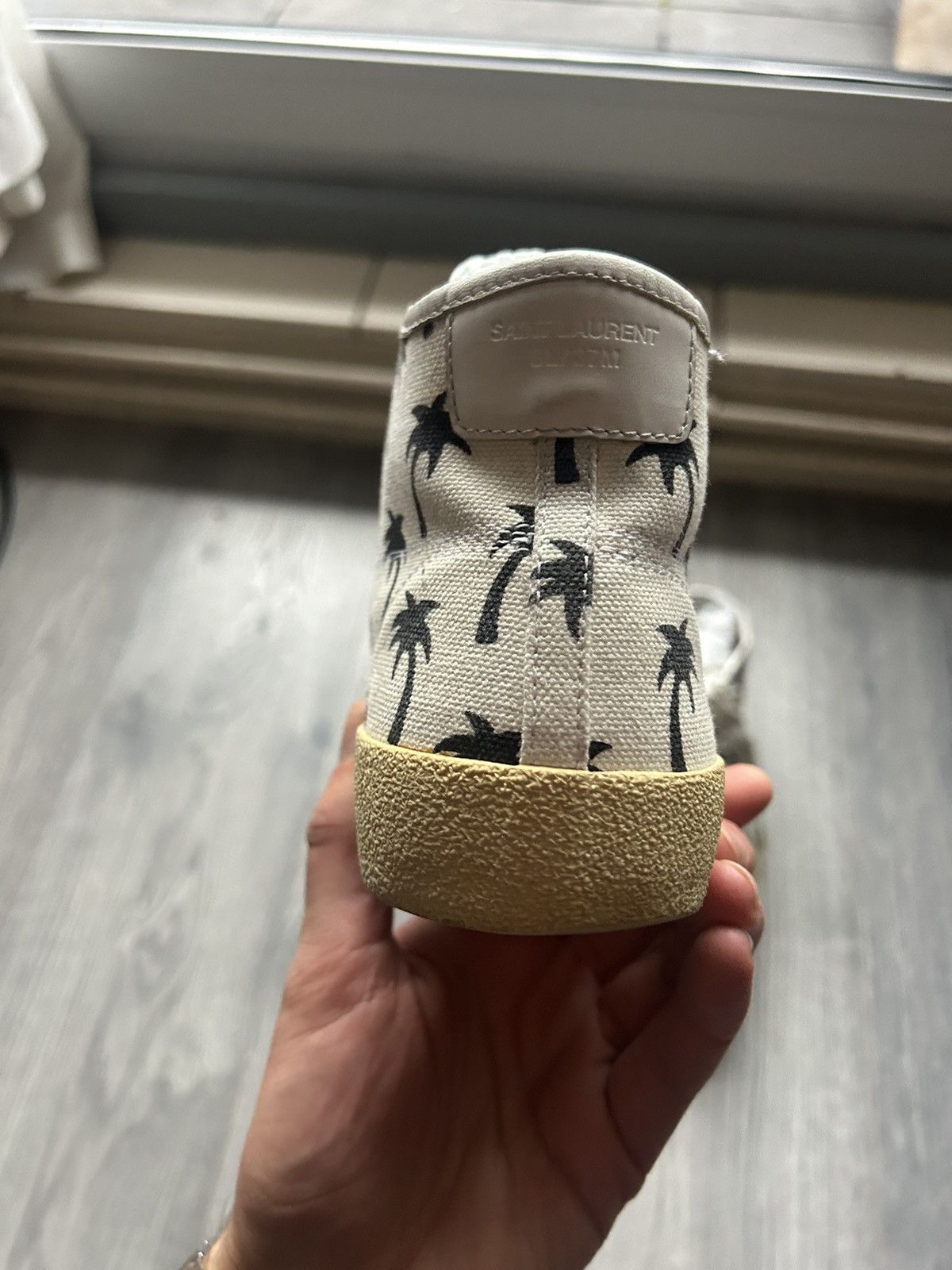 Saint Laurent Paris Palm Tree Print Canvas High-Top Sneakers Size US 7.5 / EU 40-41 - 7 Thumbnail