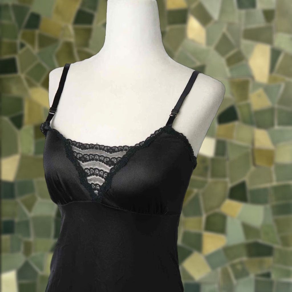 Henson VINTAGE 80s Henson Kickernick black lace trim midi slip dress S Size S / US 4 / IT 40 - 1 Thumbnail