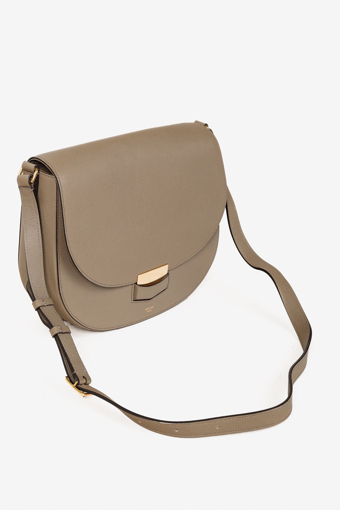 Celine Celine Medium Trotteur Taupe Grained Calfskin Crossbody Size ONE SIZE - 6 Thumbnail