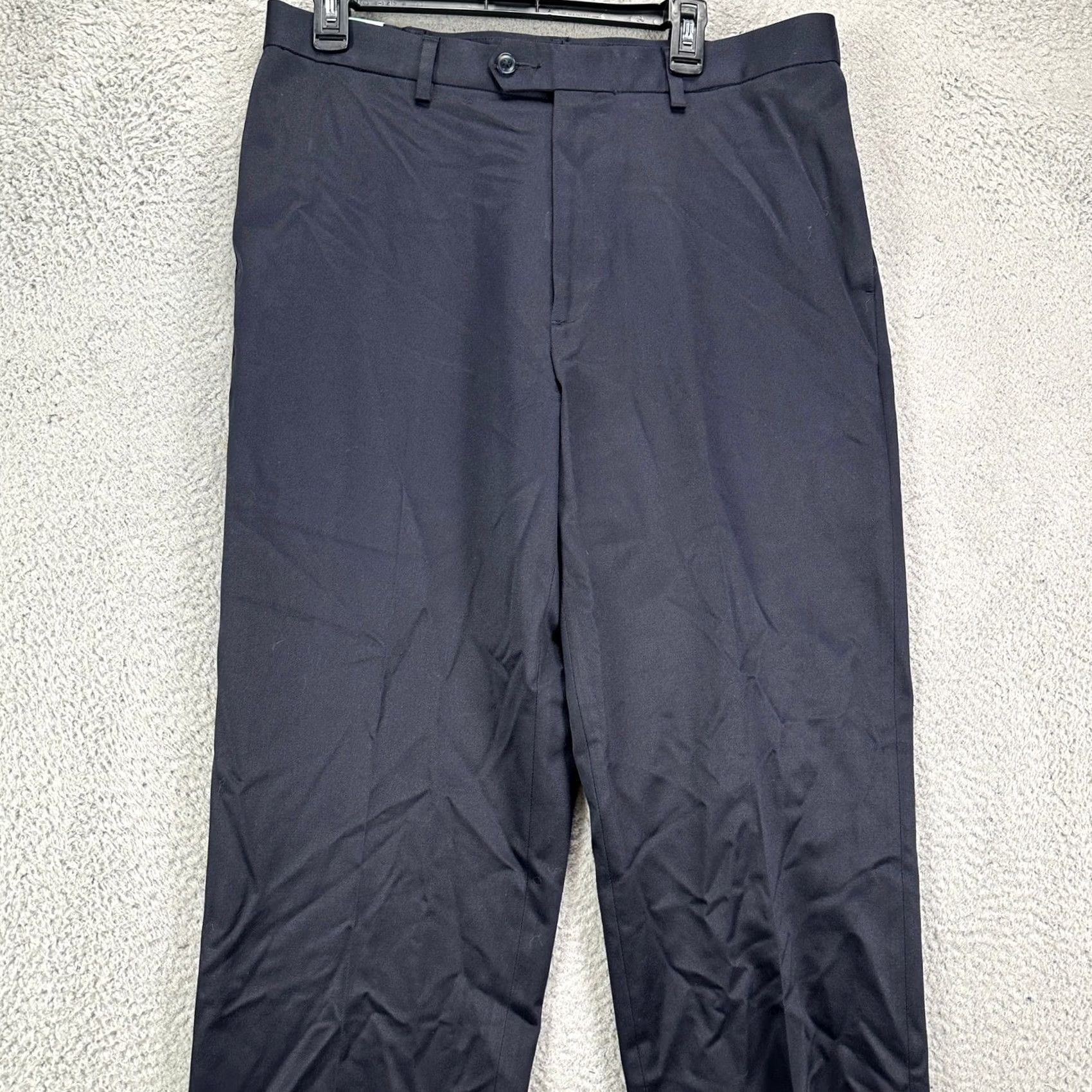 Perry Ellis Perry Ellis Men Premium Twill Dress Pants 34X32 Blue Flat Front Straight Leg NEW Size US 34 / EU 50 - 3 Thumbnail