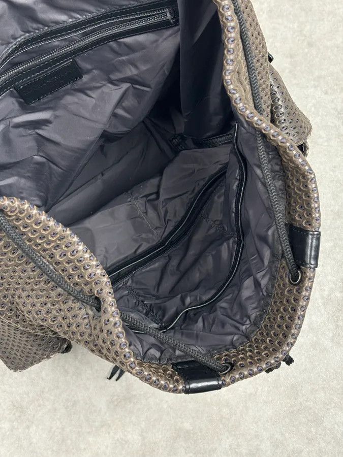 Emporio Armani FW2013 Emporio Armani Taupe Grey Perfored Leather Multi-Pocket Backpack Size ONE SIZE - 16 Thumbnail