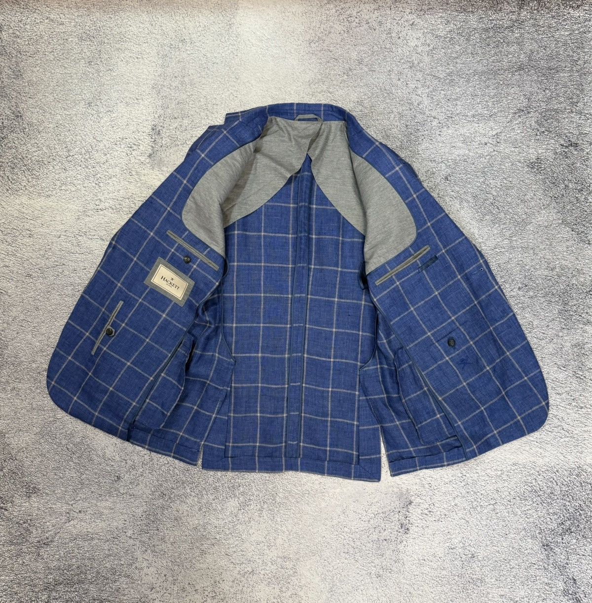 Hackett Hackett Mayfair Linen Blazer 38R/48R Windowpane Sport Coat Size 38R - 7 Thumbnail