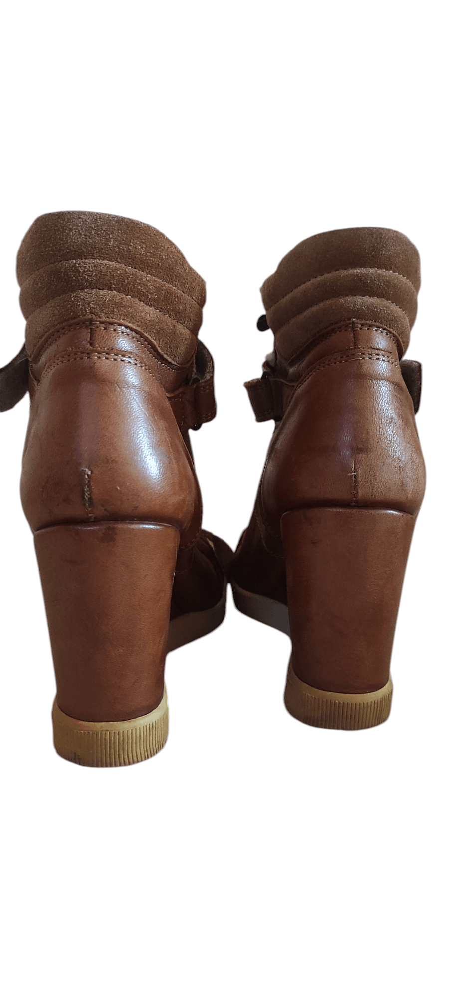 Buffalo London × Leather Buffalo London Brown leather Bull Boxer Wedge Ankle Boots Size US 7 / IT 37 - 7 Thumbnail