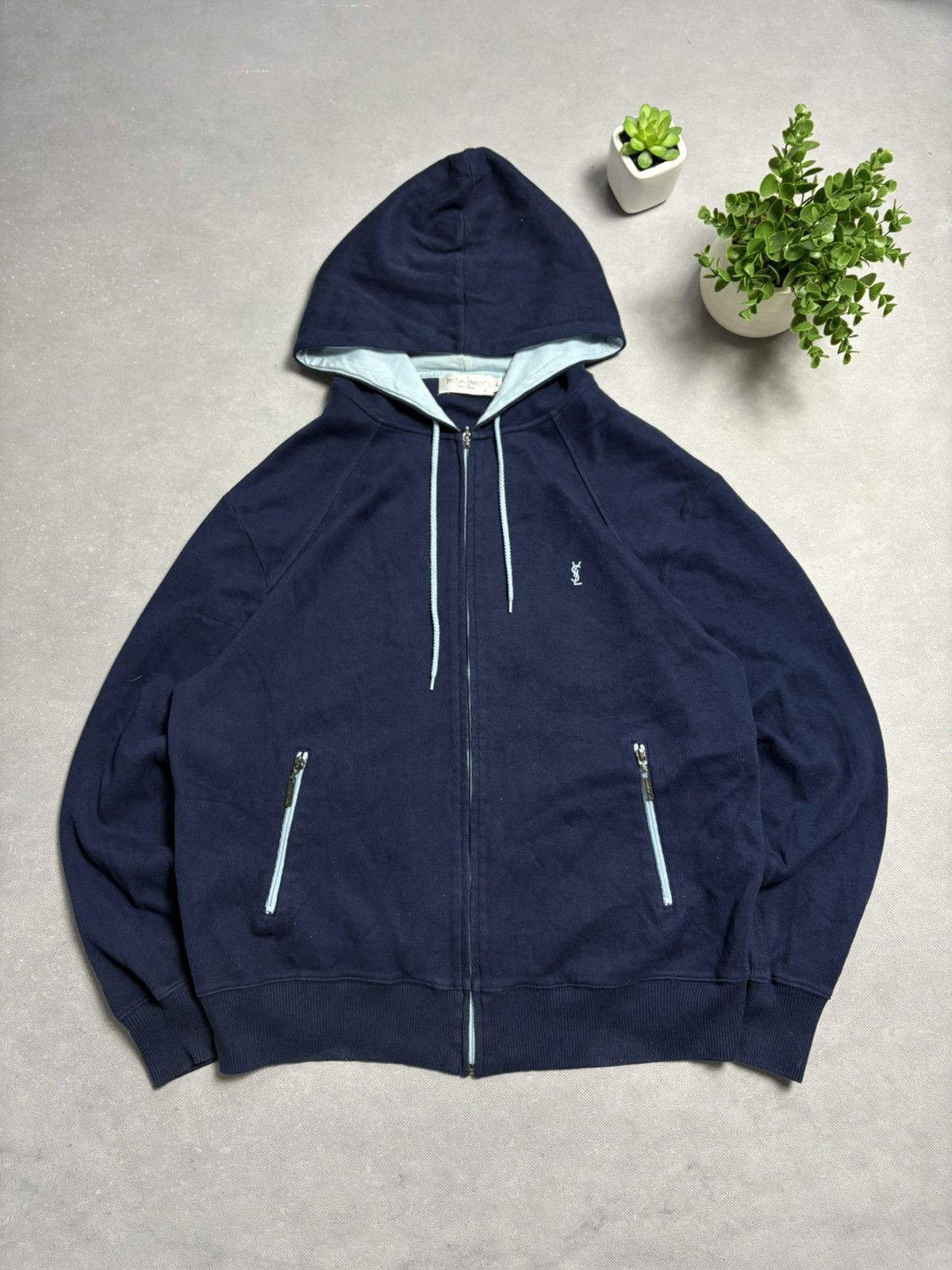 Yves Saint Laurent Zip Hoodie YSL Vintage 90s