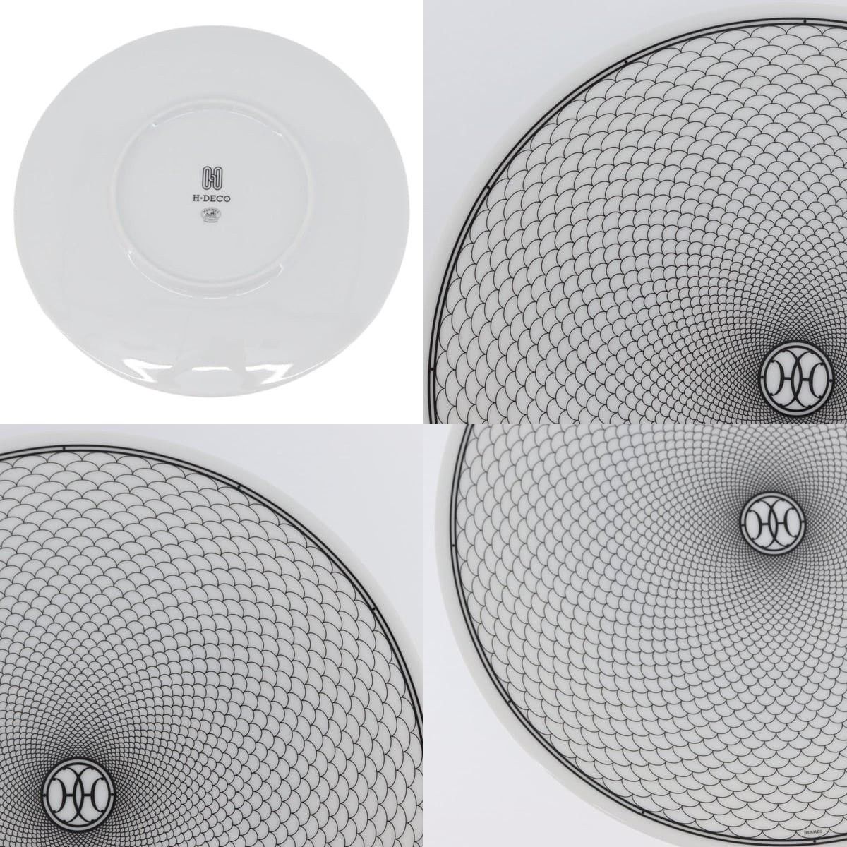 Hermes Hermes H Deco Plate Pottery White Black Size ONE SIZE - 3 Thumbnail