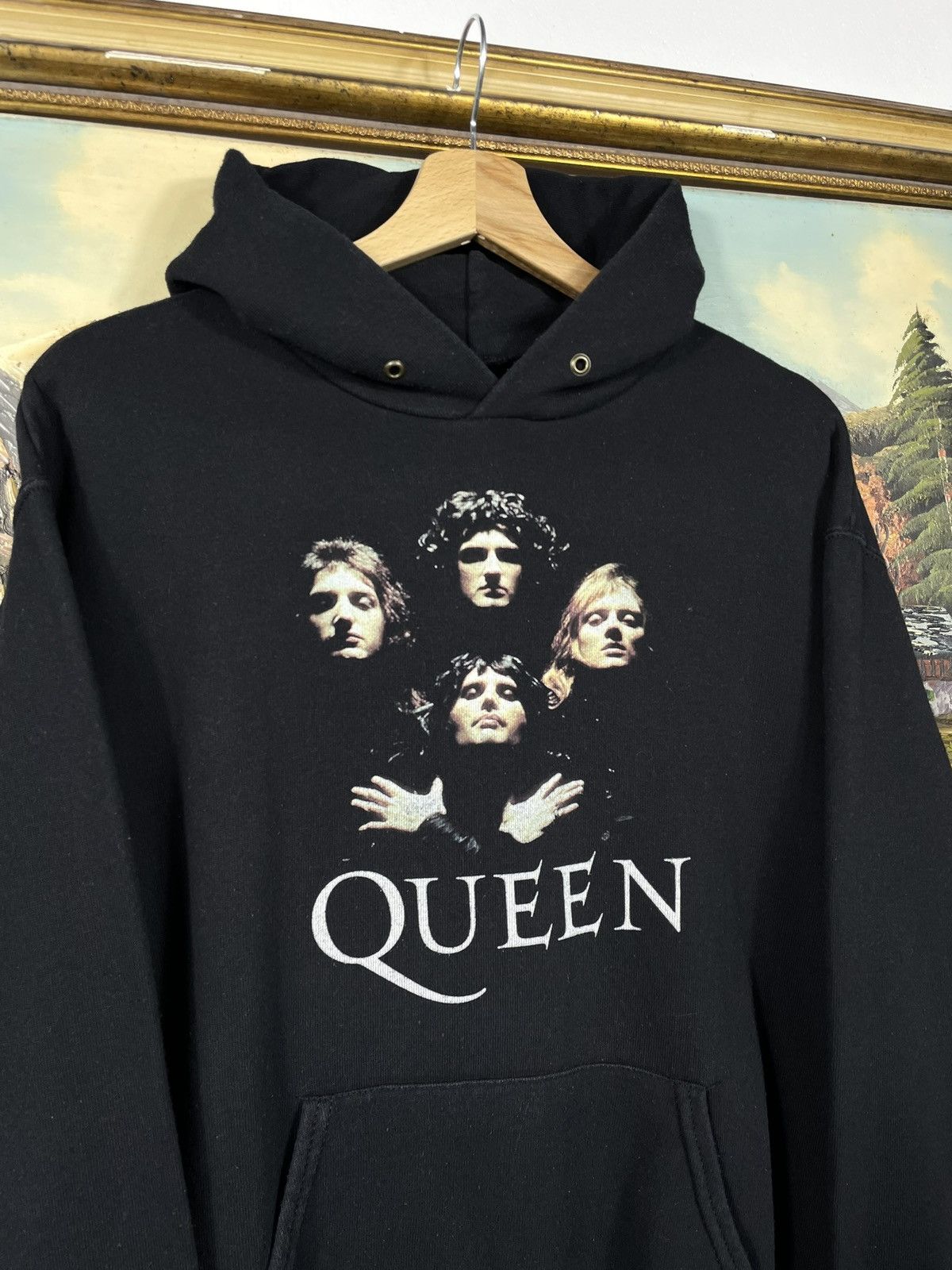 Band Tees × Vintage Queen Black Hoodie Retro Y2k 00s Loose Rock Metal Band Merch Size US S / EU 44-46 / 1 - 5 Thumbnail