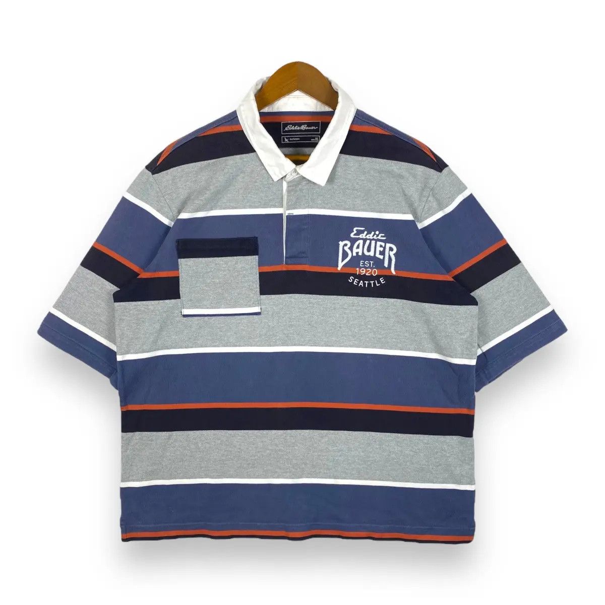 Eddie Bauer Vintage EDDIE BAUER Outdoor Striped Rugby Polo Shirt Size US XL / EU 56 / 4 - 1 Thumbnail