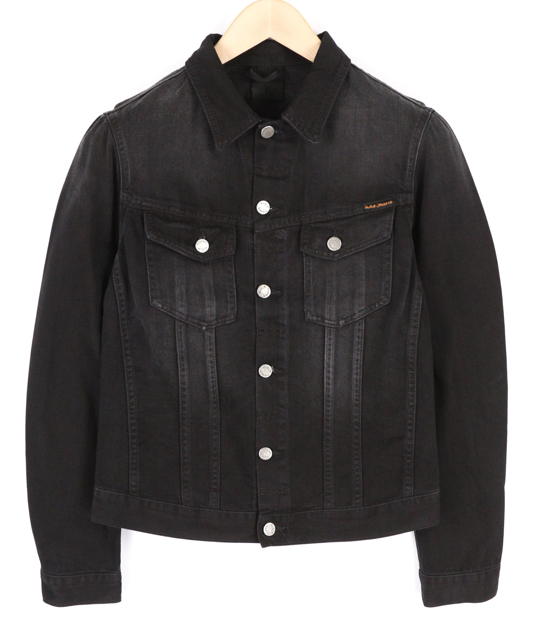 Nudie Jeans BILLY S Dark Shist Denim Logo Pockets Jacket 81043 Size US S / EU 44-46 / 1 - 1 Thumbnail