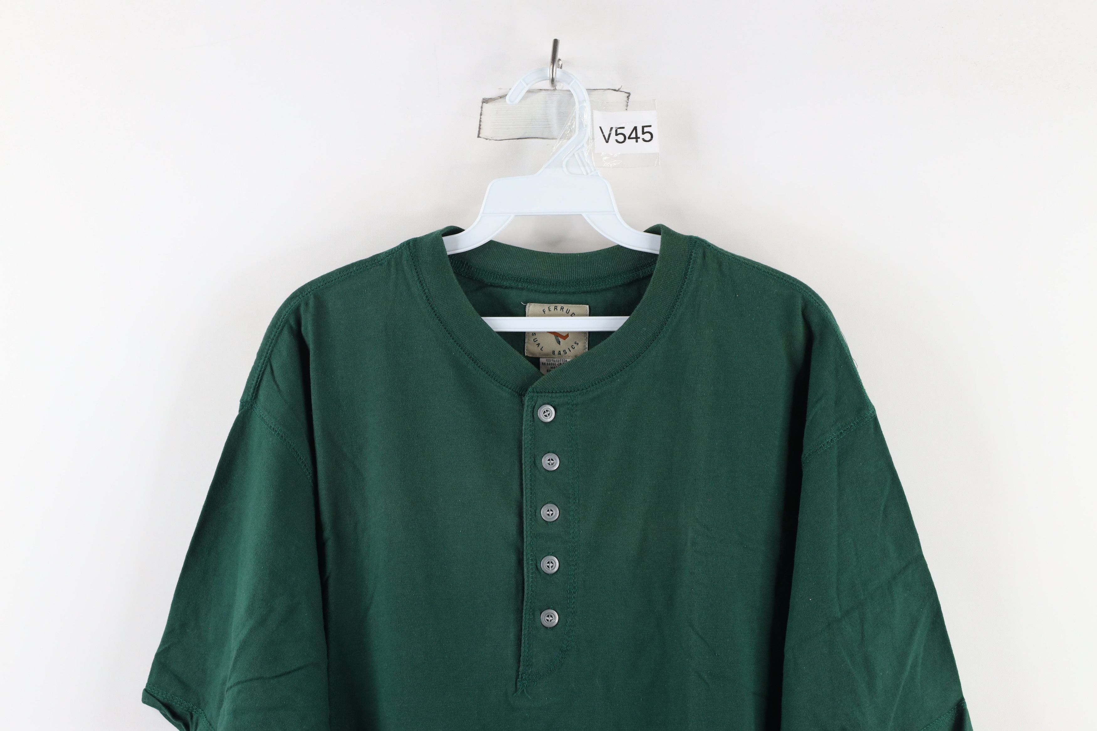 Vintage Vintage 90s Streetwear Short Sleeve Henley T-Shirt Green Size US L / EU 52-54 / 3 - 2 Thumbnail