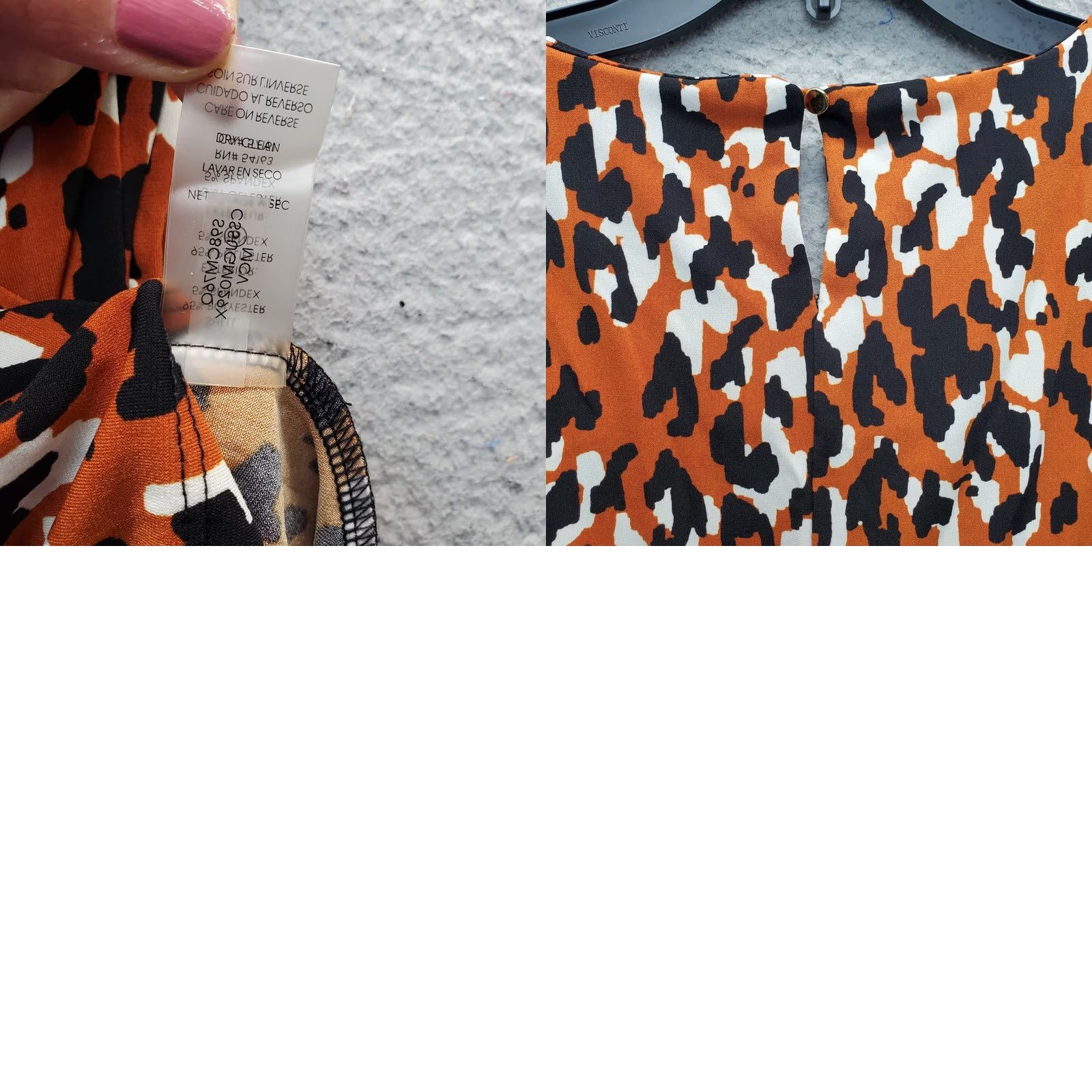 Calvin Klein Calvin Klein Blouse Top Women's L Multi Leopard Print Pleated Round Neck Casual Shirt Size L / US 10 / IT 46 - 8 Thumbnail