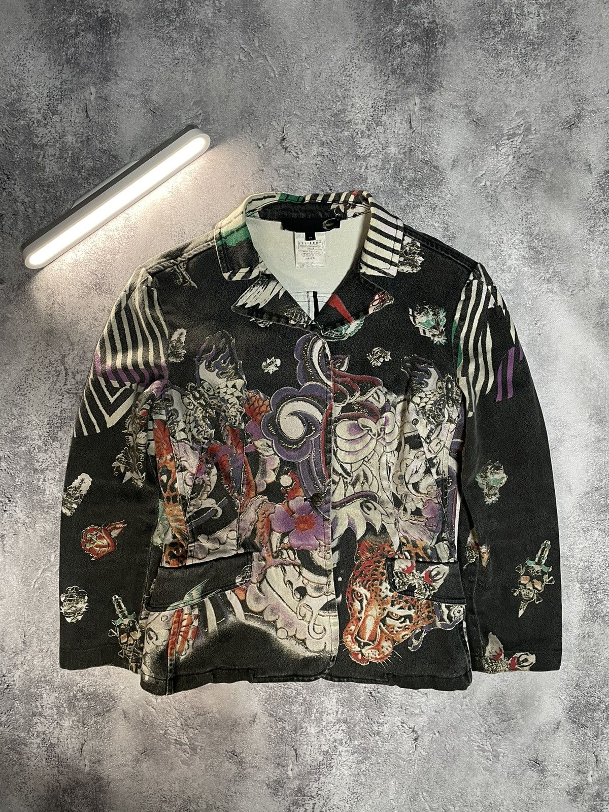 Blazer Vintage Roberto Cavalli Just Cavalli 2004 - Motif Camouflage - Taille XS - Neuf Sans étiquette