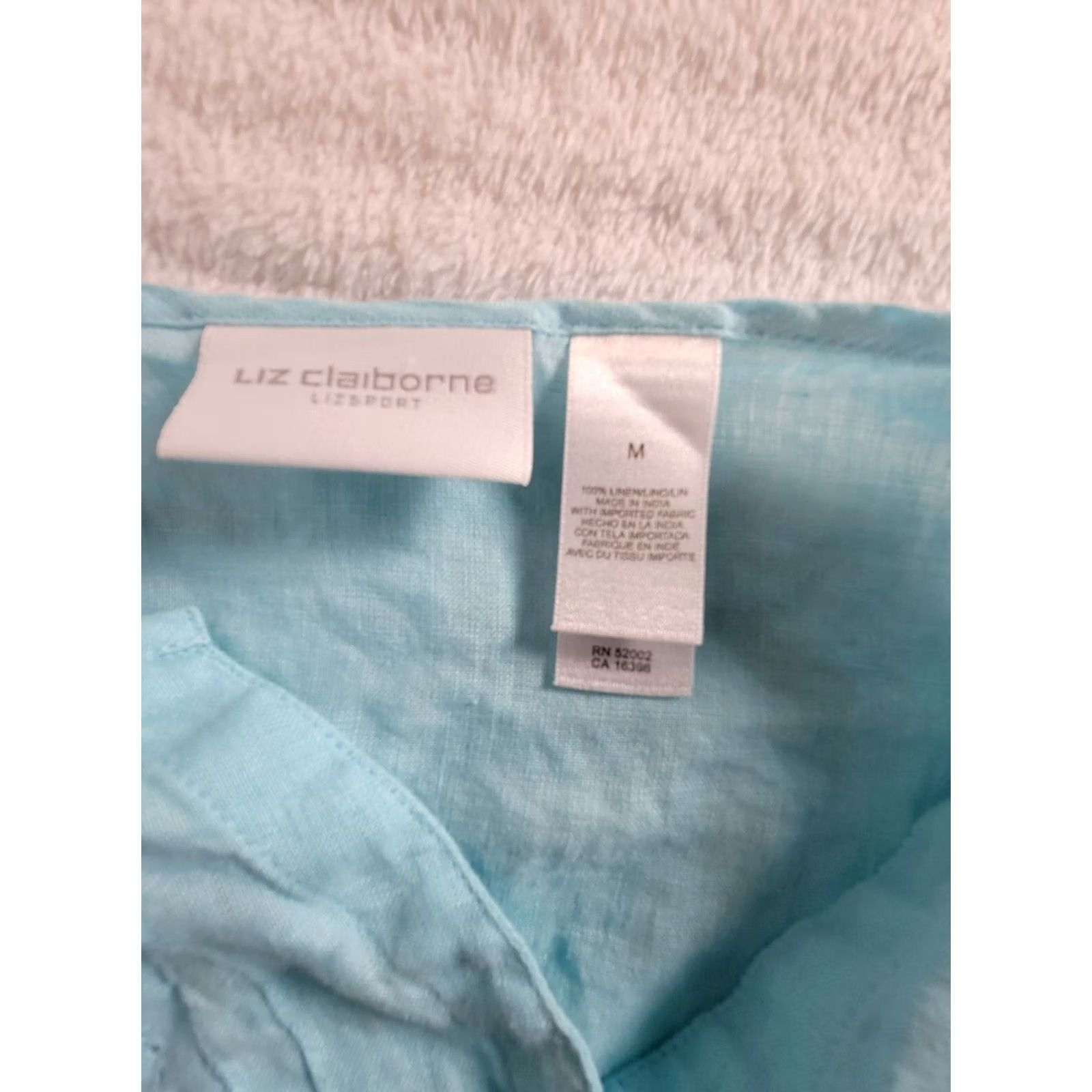 Liz Claiborne Liz Claiborne Lizsport Shirt Womens Blue Linen Button-Up Pintuck Medium Casual Size M / US 6-8 / IT 42-44 - 3 Thumbnail