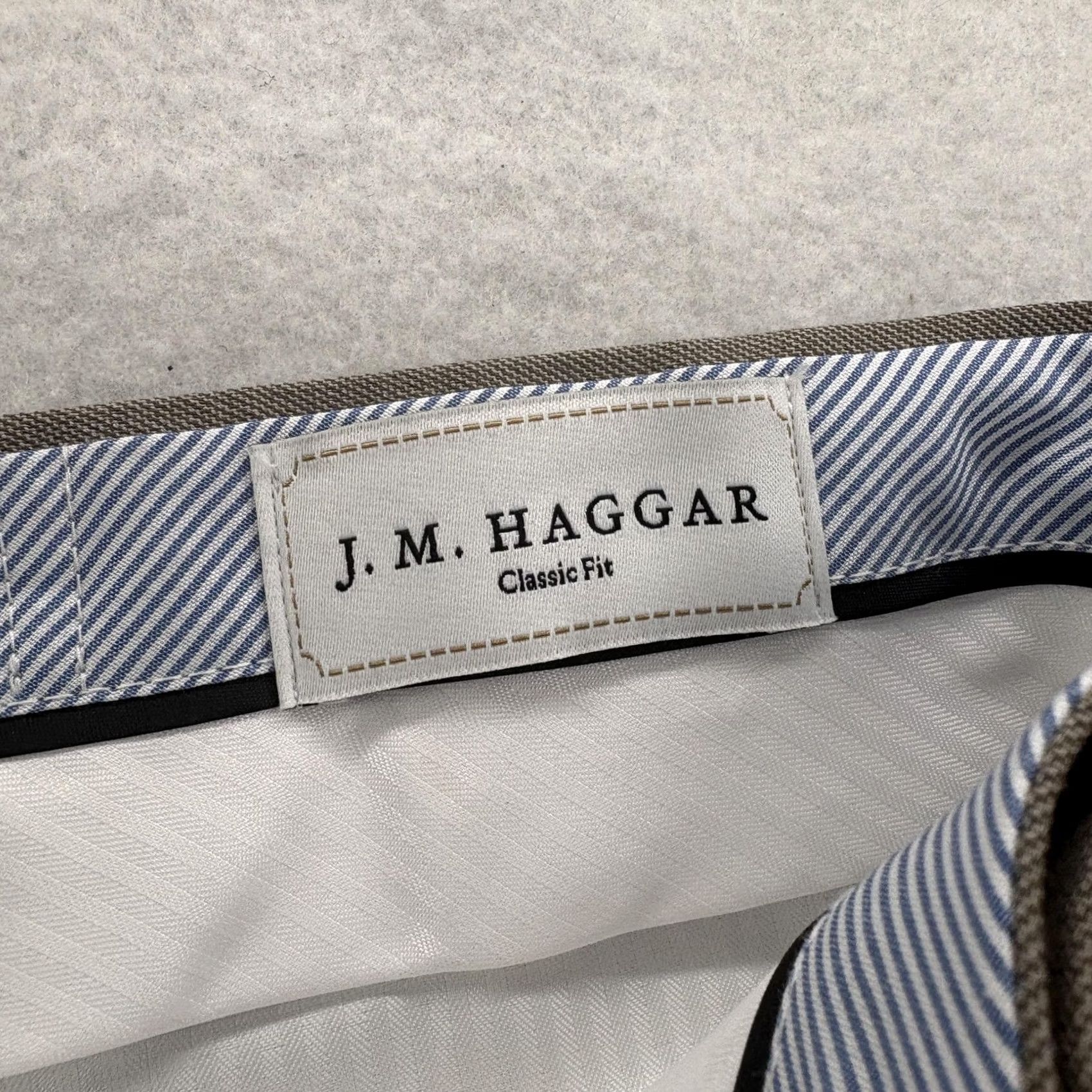 Haggar J.M. Haggar Premium Stretch Dress Pants Mens 38x34 Beige Classic Fit Flat Front Pockets Slim Straight Slant Pocket Business Formal Wedding Size US 38 / EU 54 - 5 Thumbnail
