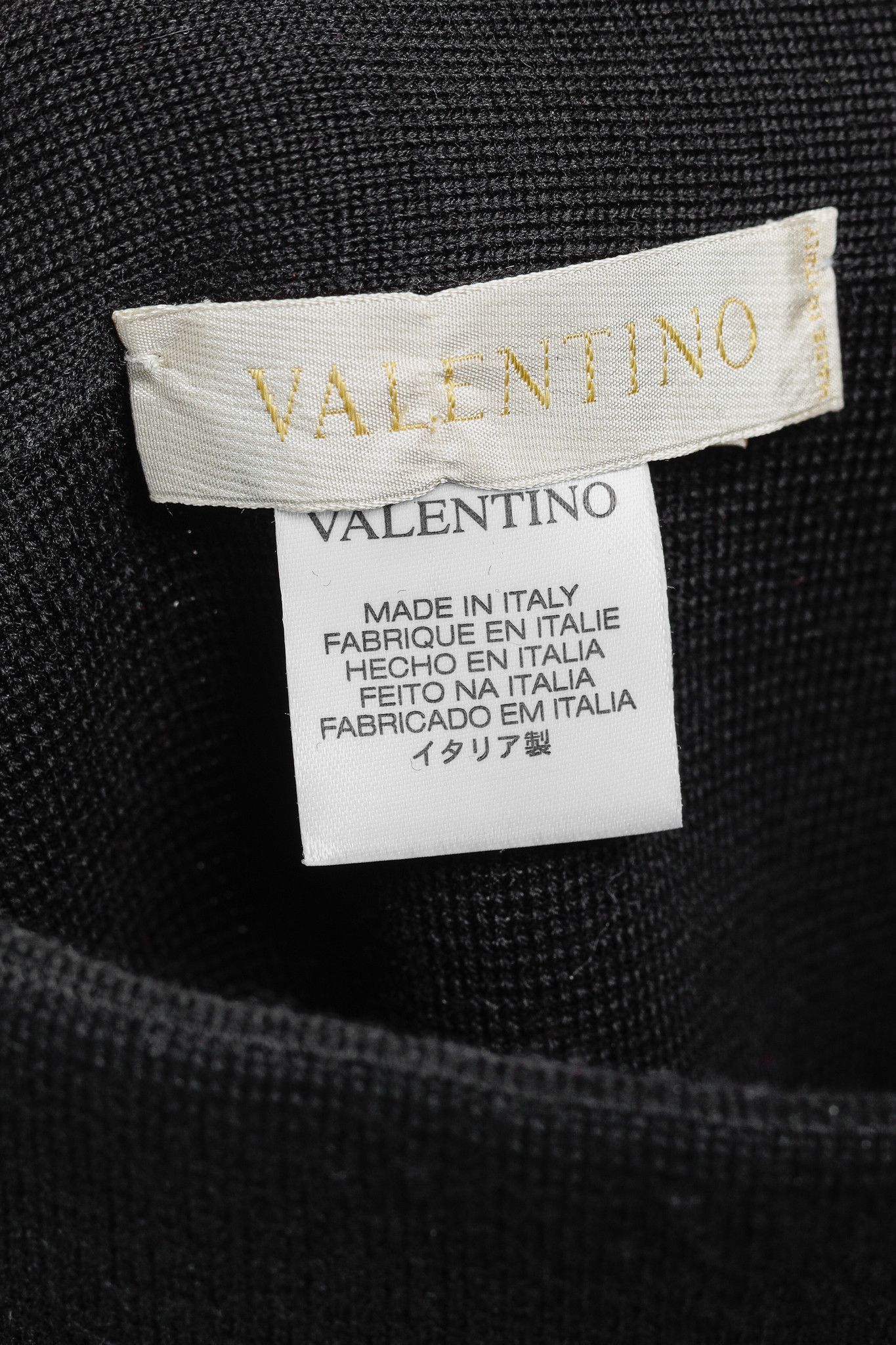Valentino Vintage Black Merino Wool Pencil Skirt