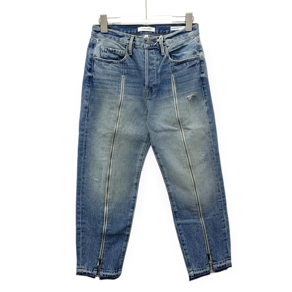 Frame FRAME Blue Washed Zipper Distressed Denim Pants K26WX Size 26" / US 2 / IT 38 - 1 Thumbnail