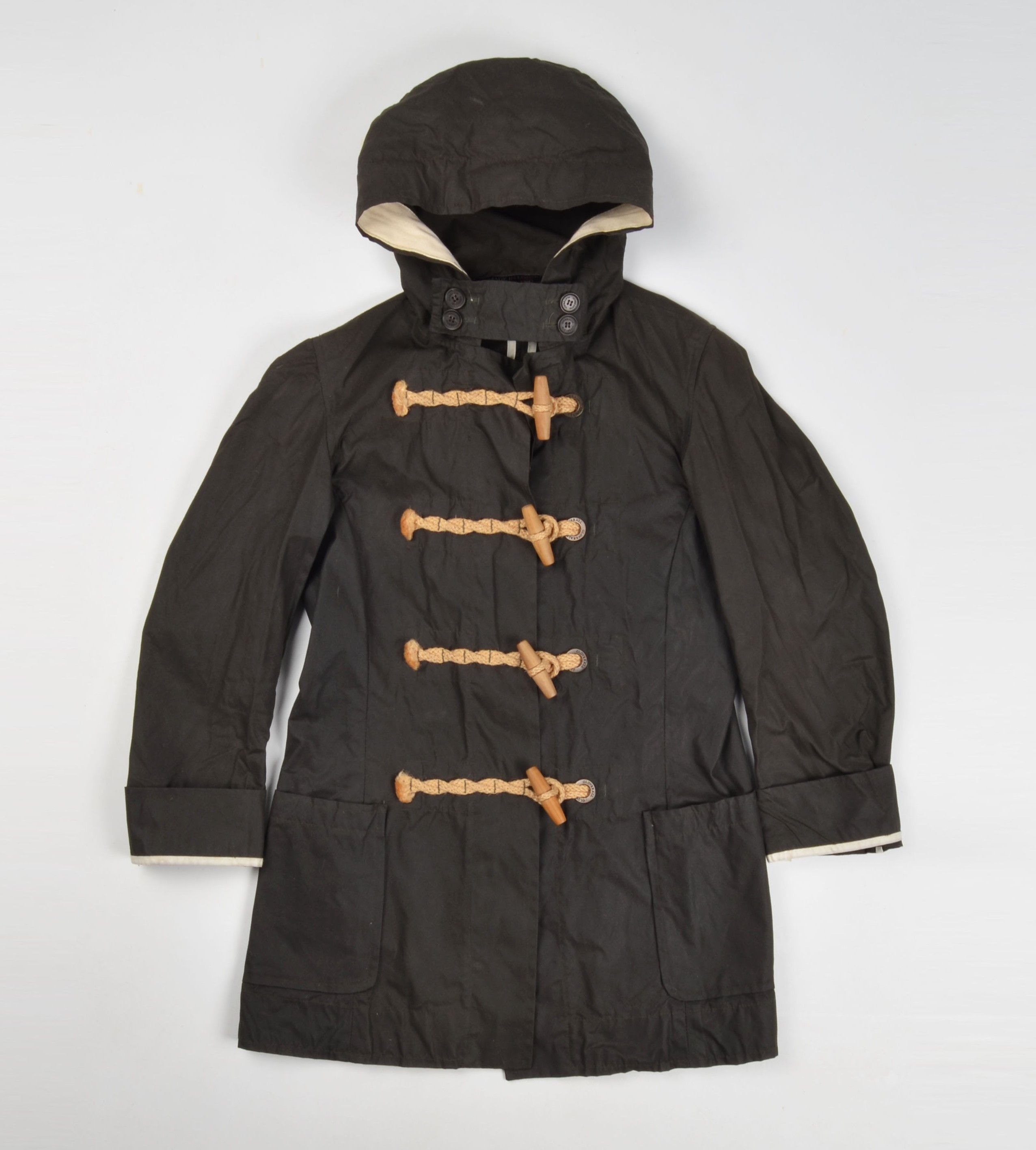 Gloverall Waxed Cotton Hooded Duffle Coat