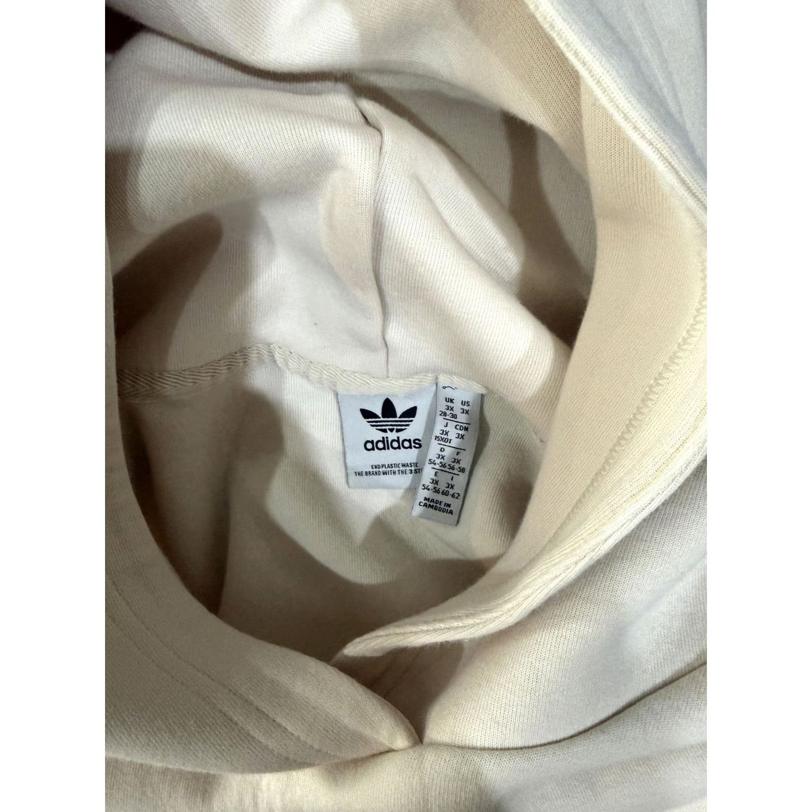 Adidas Adidas Hoodie Womens 3X White Pullover Fleece Trefoil Logo 3-Stripes Cropped Pockets Crew Neck Long Sleeve Casual Size XXL / US 16-18 / IT 52-54 - 6 Thumbnail