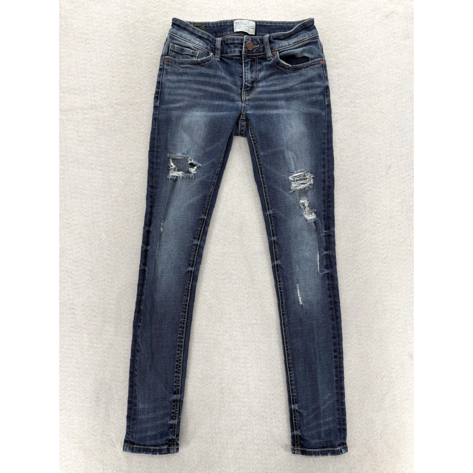 Vintage VINTAGE Buckle BKE Denim Stella Skinny Jeans Womens 26x31.5 Blue Distressed Stretch Y2K Size 26" / US 2 / IT 38 - 2 Thumbnail