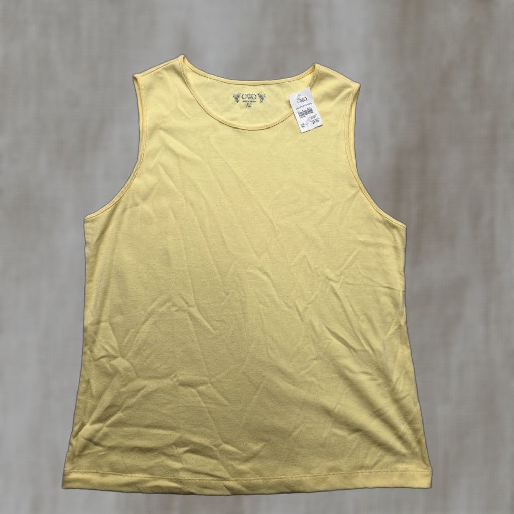Vintage Cato Shirt Blouse Yellow XL Women's Sleeveless Adult Size XL / US 12-14 / IT 48-50 - 1 Thumbnail
