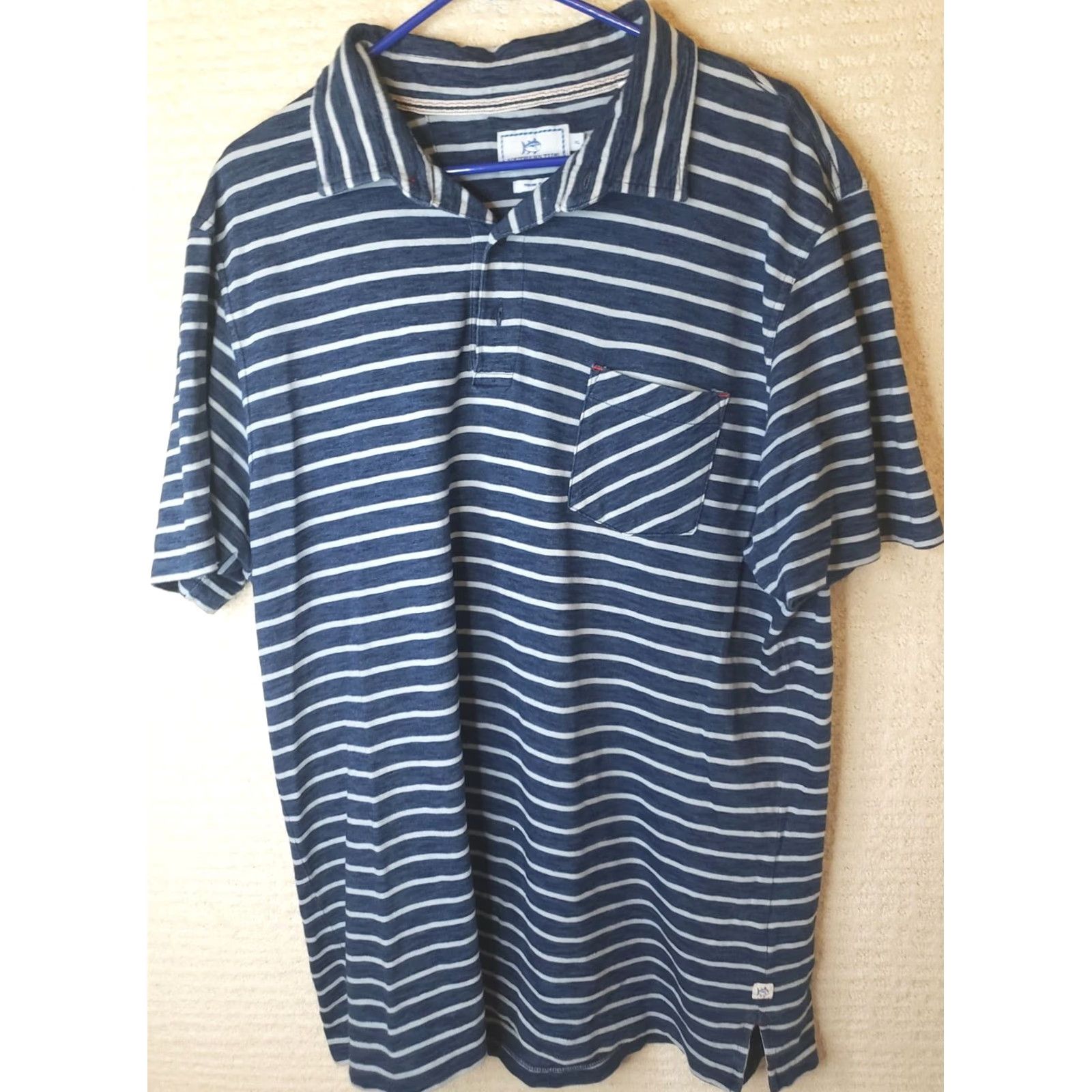Southern Tide Southern Tide Golf Polo Shirt Mens Regular XL Blue Striped Collared Stretch Size US XL / EU 56 / 4 - 2 Thumbnail
