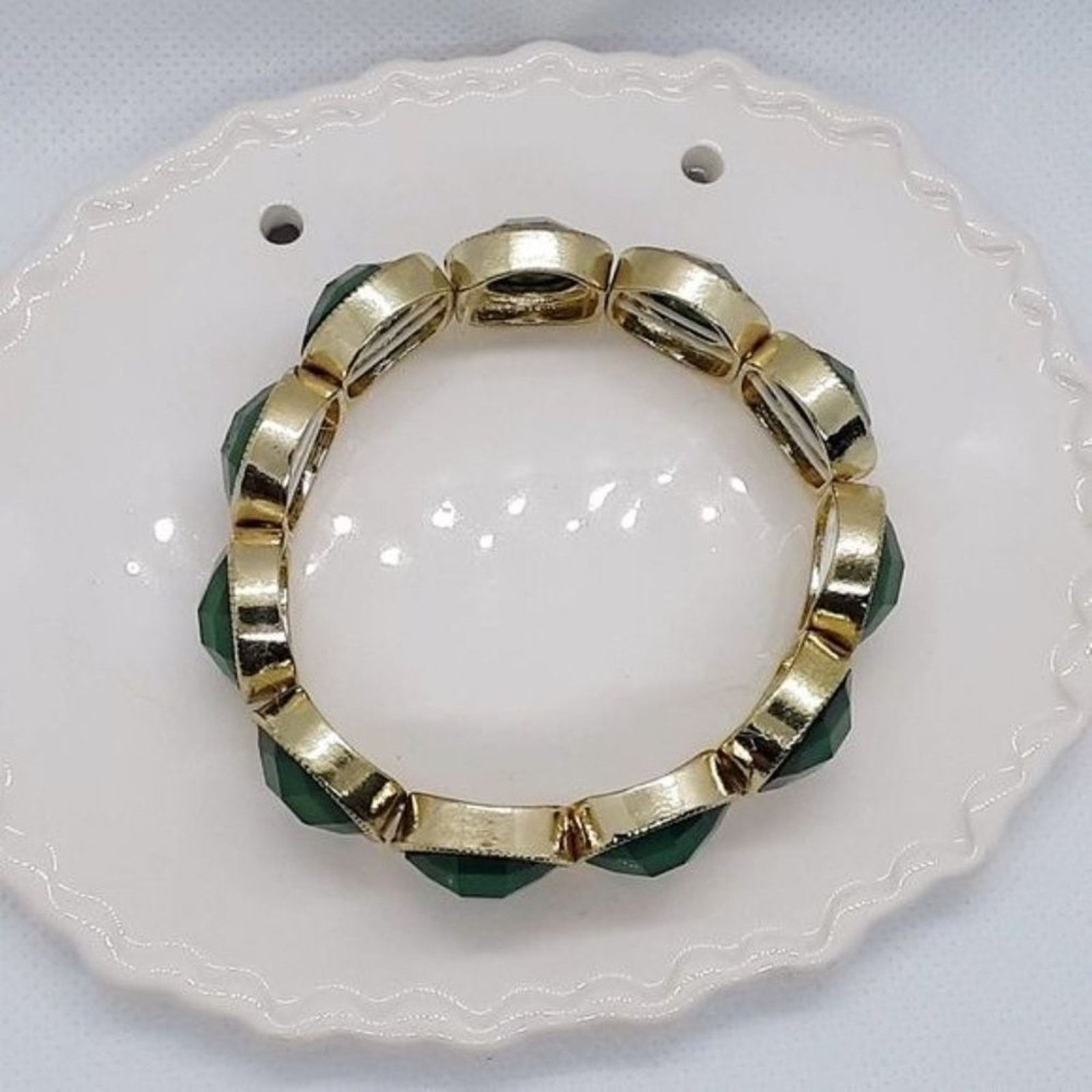 Anthropologie Anthropologie Bangle Bracelet Stretch NEW Emerald Green Size ONE SIZE - 6 Thumbnail
