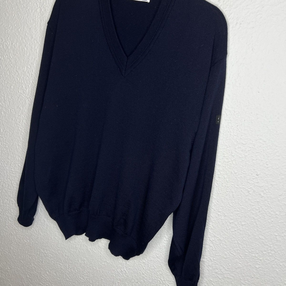 Burberry × Designer × Vintage Vintage Burberry Navy Wool Logo Luxury Sweater Jumper Knit Size US L / EU 52-54 / 3 - 3 Thumbnail