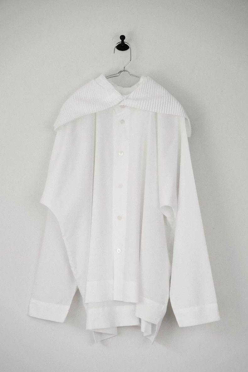 Issey Miyake Issey Miyake A white pleated collar shirt coat Size M / US 6-8 / IT 42-44 - 3 Thumbnail