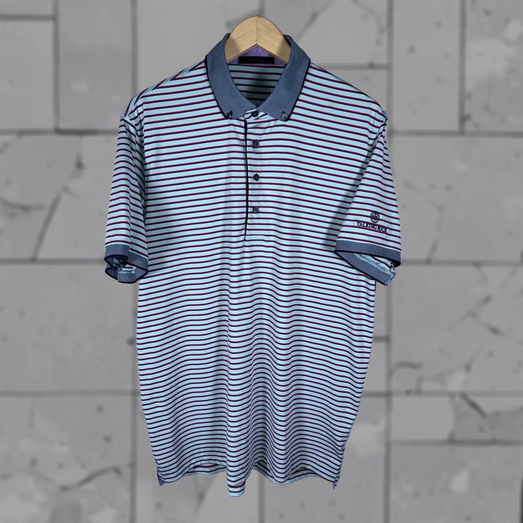 Vintage GREYSON Striped Performance Polo Golf Shirt Mens L blue Size US L / EU 52-54 / 3 - 1 Thumbnail