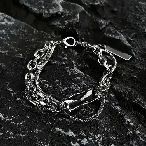 Jewelry Layered Black Crystal Charm Bracelet Size ONE SIZE - 2 Thumbnail
