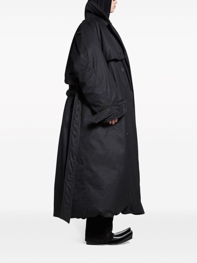 Balenciaga o1tr1nto1125 Maxi Padded Trench Coat in Black Size US M / EU 48-50 / 2 - 2 Thumbnail