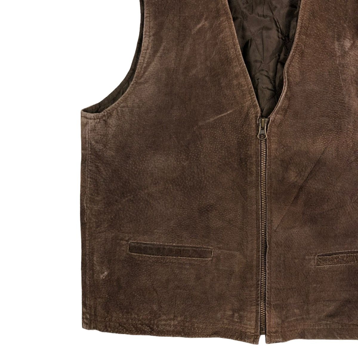 Genuine Leather 🔥VINTAGE LEATHER VEST COWBOY WESTERN SUNVALLEY Size US L / EU 52-54 / 3 - 4 Thumbnail