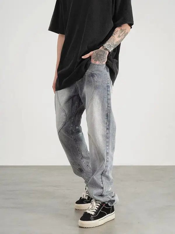Japanese Brand VIBE Washed baggy irregular contour hip-hop jeans Size US 34 / EU 50 - 3 Thumbnail