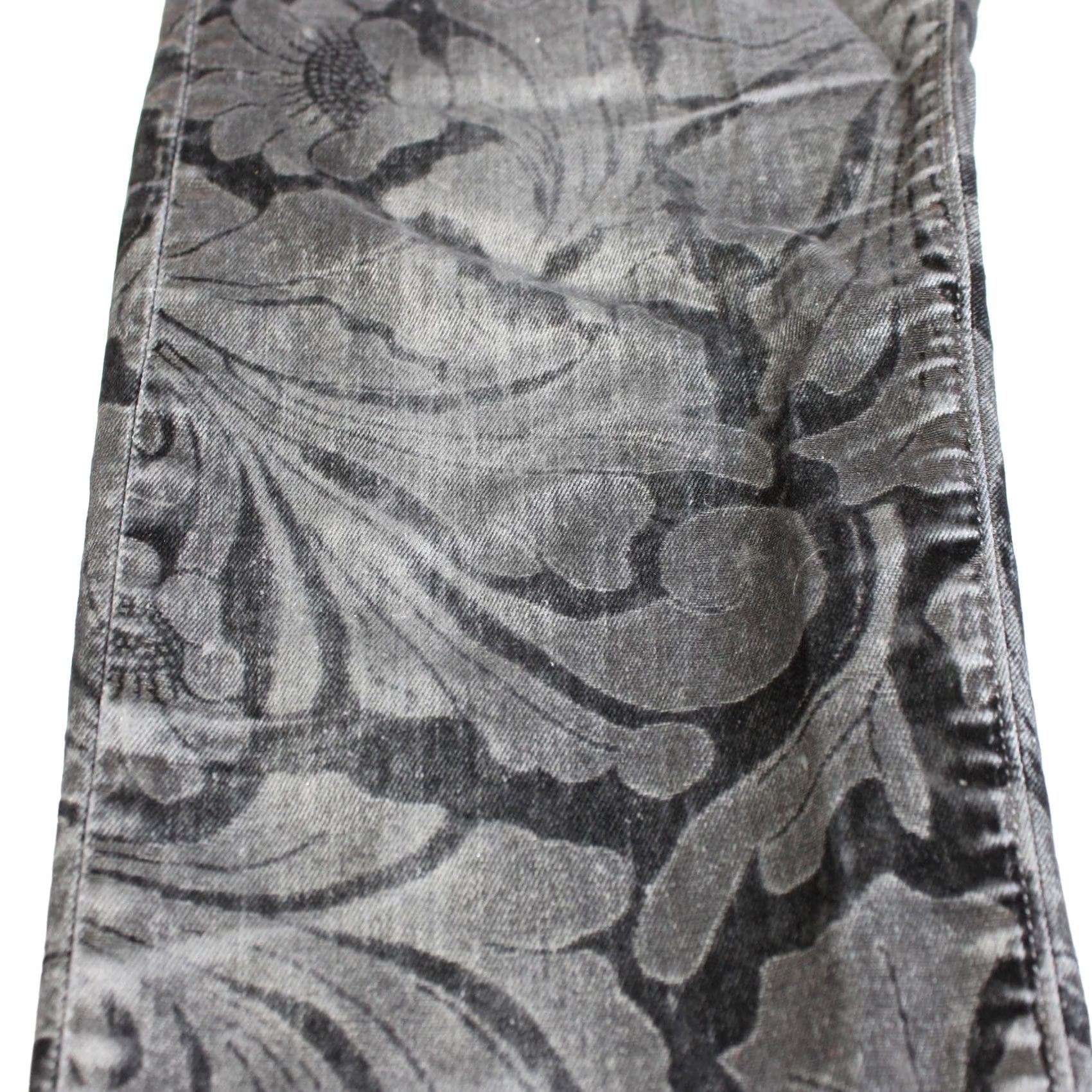 Denime RRL Jeans Women 27 Black Dark Wash Slim Straight Floral Denim Stretch Burn Out Size 27" / US 4 / IT 40 - 6 Thumbnail