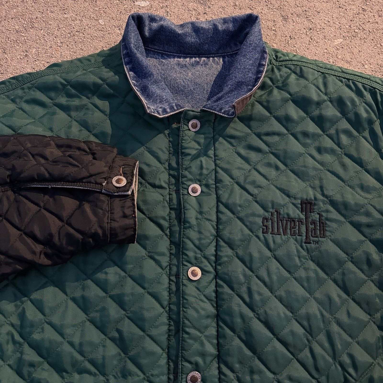 Levi's × Vintage Vintage 90s Levi’s Silvertab Reversible Puffer Denim Jacket Size US XL / EU 56 / 4 - 2 Thumbnail