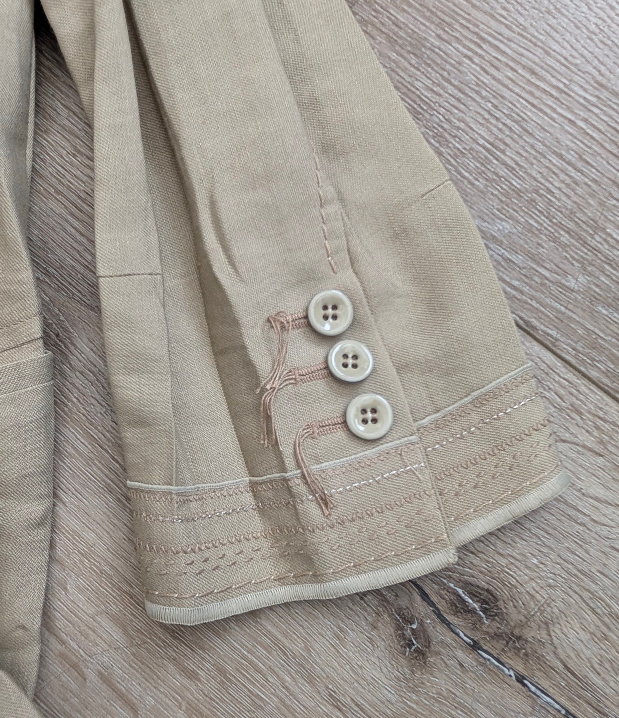 Marithe + Francois Girbaud Marithe & Francois Girbaud Tan Crinkled Womens Blazer Size XL / US 12-14 / IT 48-50 - 6 Thumbnail
