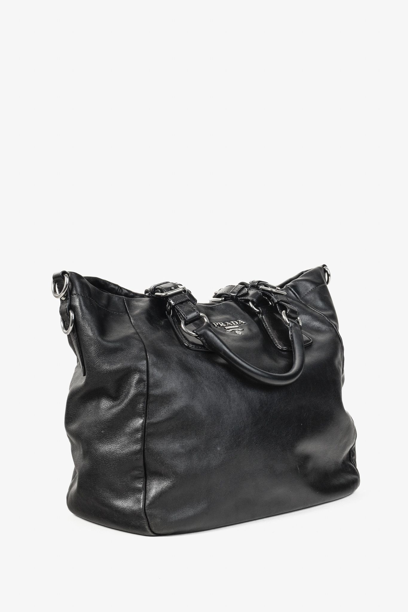 Prada Prada Medium Nero Soft Calf Leather Tote Bag Size ONE SIZE - 2 Thumbnail
