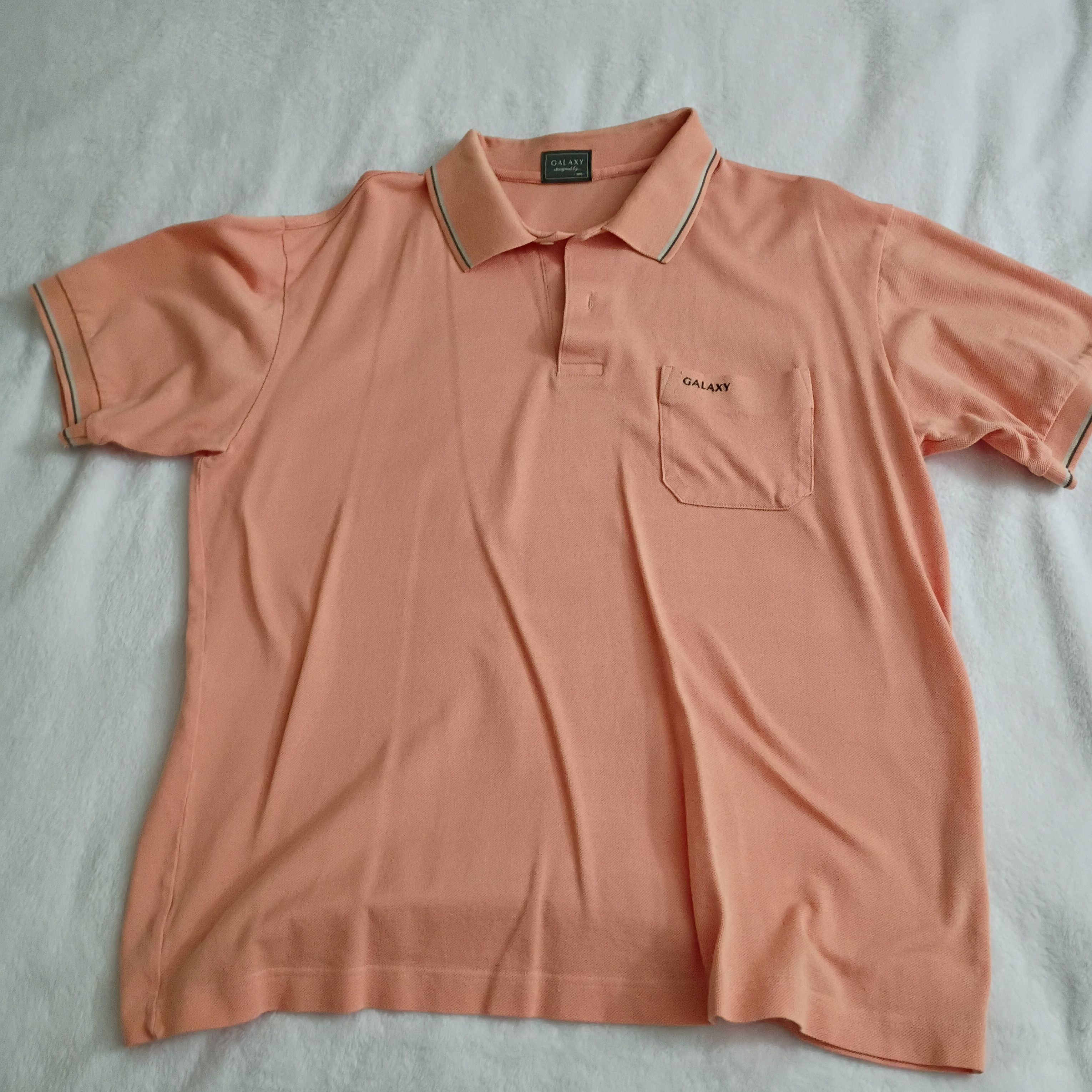 Other Adult Male Galaxy Brand Polo T-Shirt Style Salmon USED Size US L / EU 52-54 / 3 - 1 Thumbnail