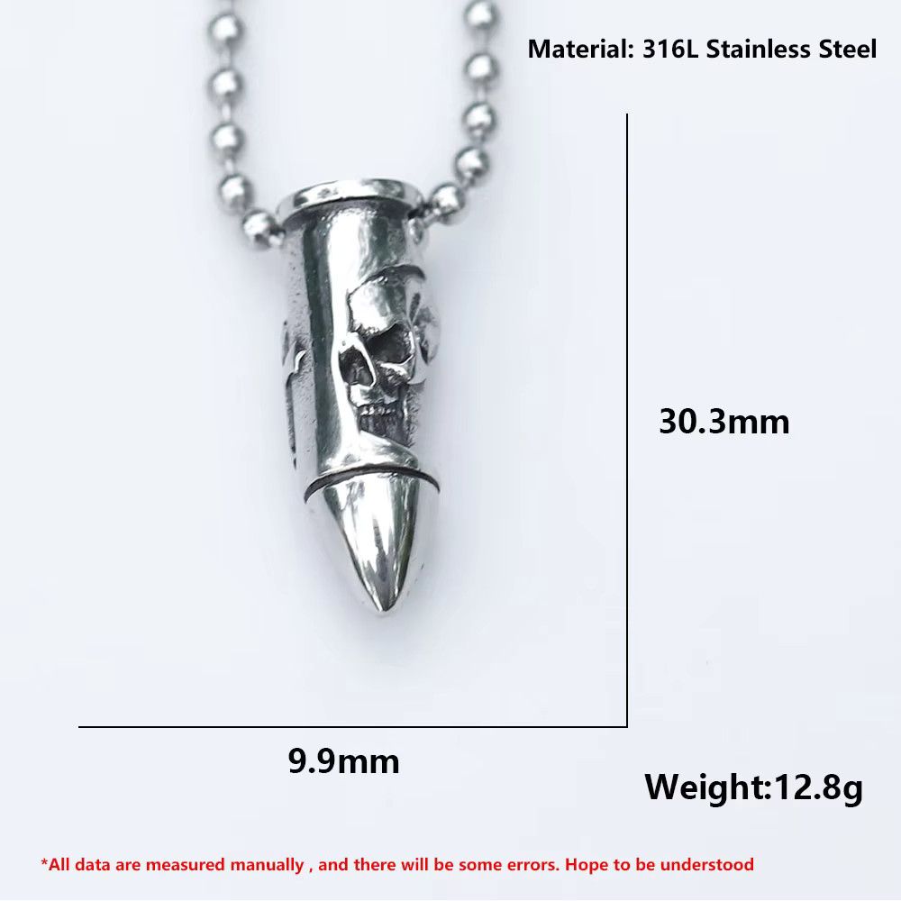 Jewelry Skull Bullet Pendant Necklace Size ONE SIZE - 2 Thumbnail