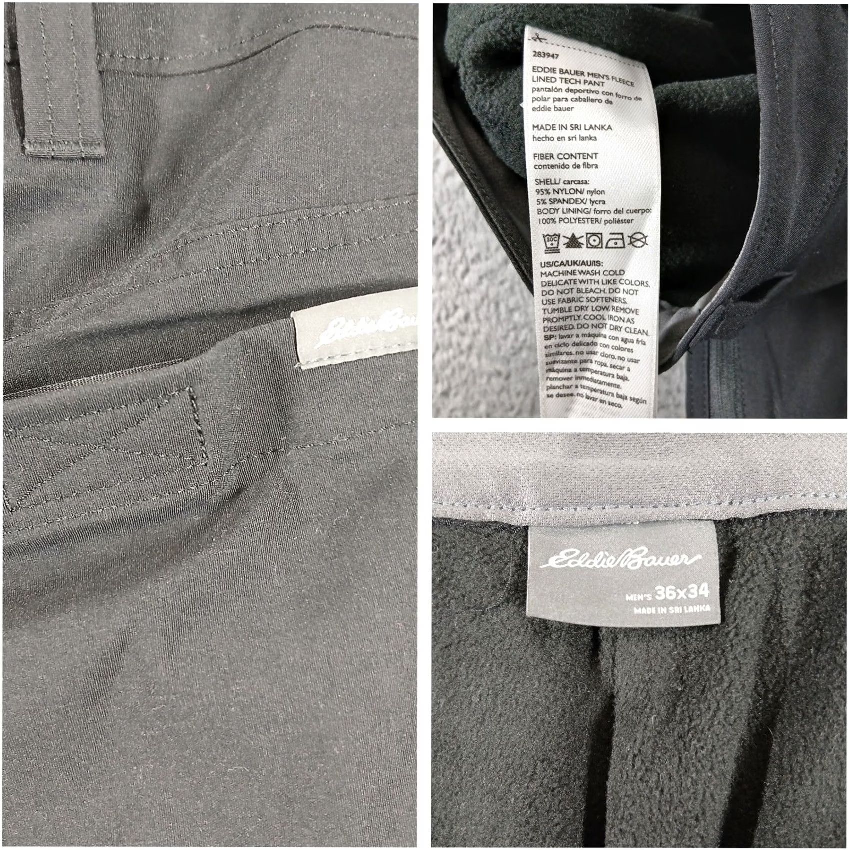 Eddie Bauer Eddie Bauer Men's Fleece Lined Tech Pants Size 36x34 Black Size US 36 / EU 52 - 4 Thumbnail