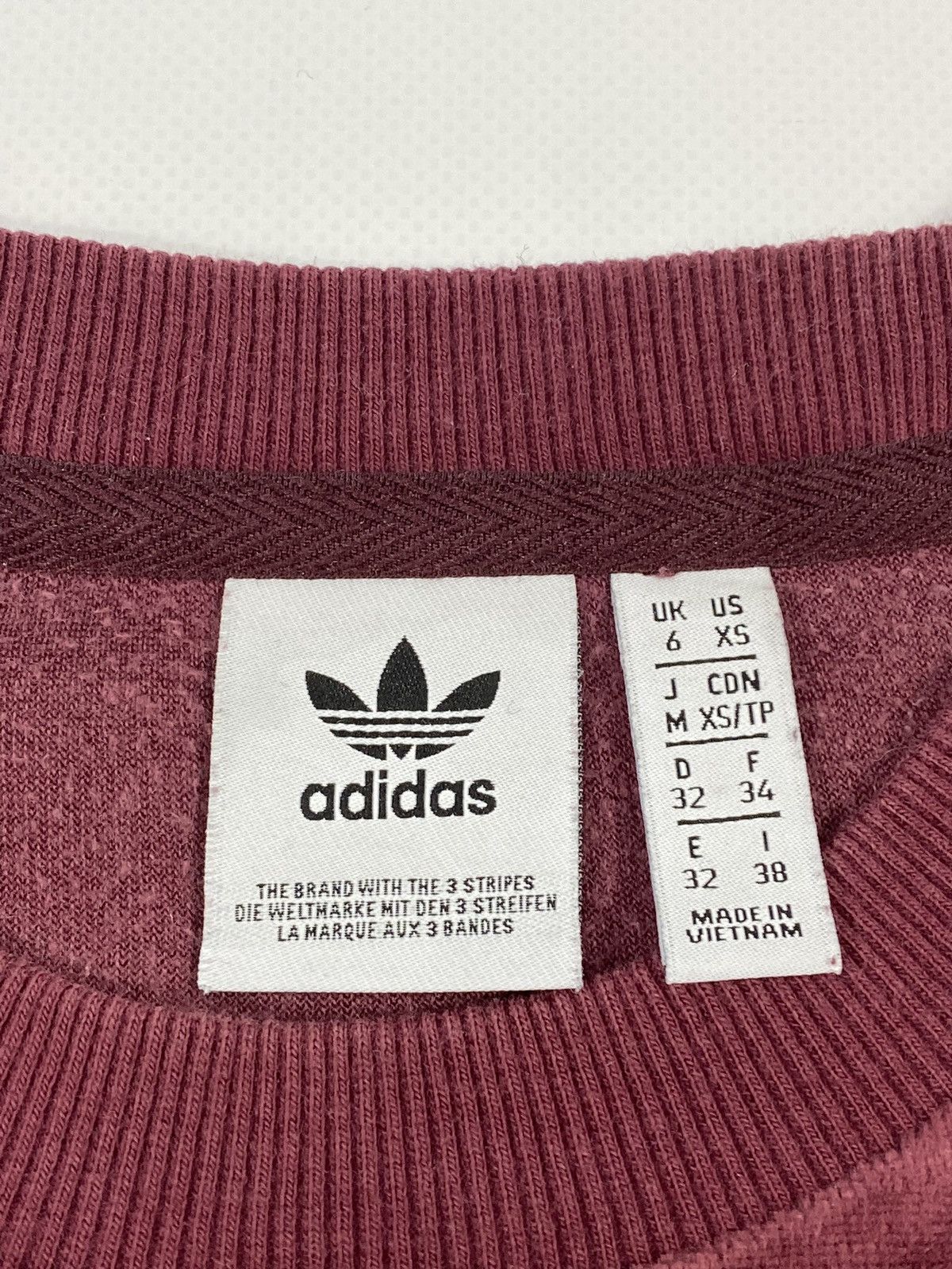 Adidas 🔥LASTDROP🔥 Adidas Velour Trefoil Bordeaux Stripes Sweatshirt Size XS / US 0-2 / IT 36-38 - 6 Thumbnail
