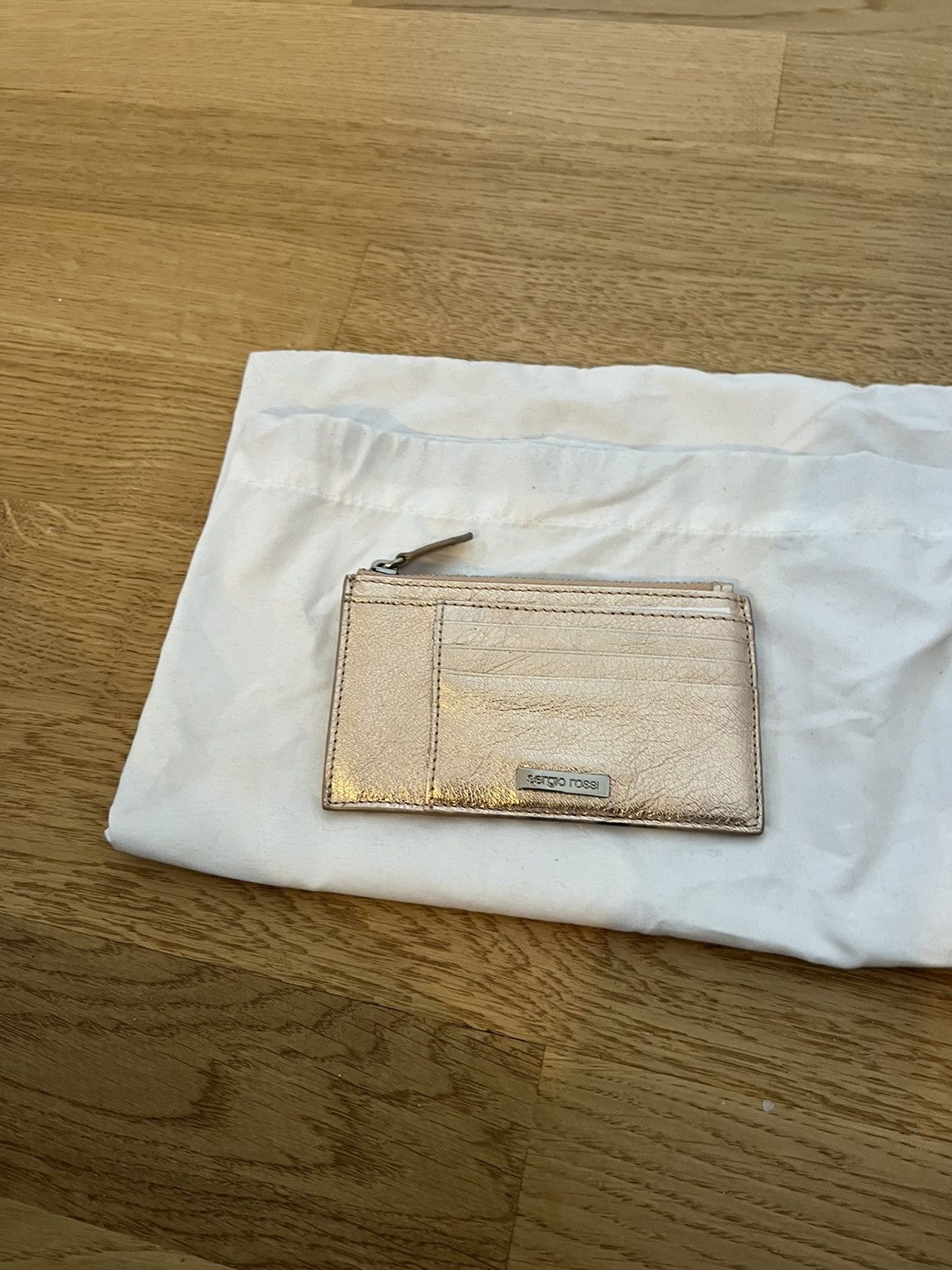 Designer × Sergio Rossi Rose gold Leather card and coins holder Size ONE SIZE - 2 Thumbnail