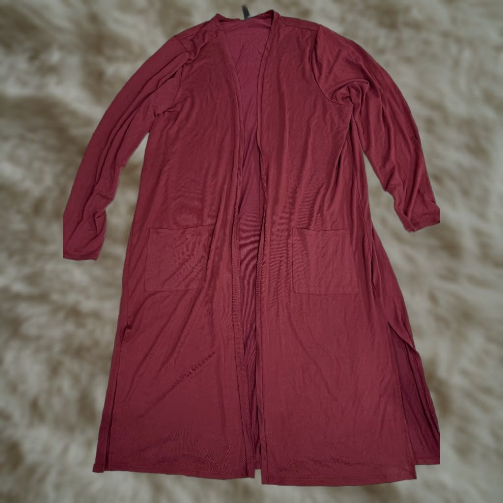 Torrid Torrid Red Long Duster Cardigan Open Front Stretch Modal Women's Sz 2X NWT Size XXL / US 16-18 / IT 52-54 - 1 Thumbnail