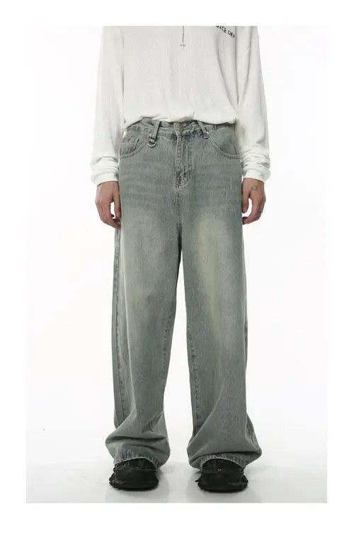 Japanese Brand Loose wide-leg trendy casual washed distressed jeans Size US 32 / EU 48 - 2 Thumbnail