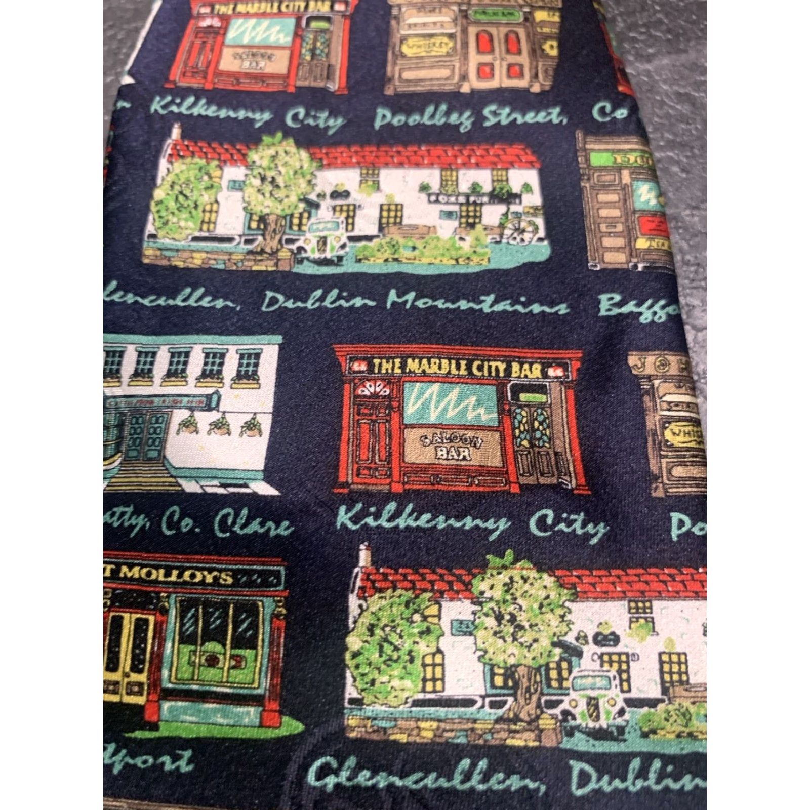 Vintage VINTAGE Traditional Craft Silk Tie - Pubs of Ireland - Multicoloured - Mens Size ONE SIZE - 5 Thumbnail
