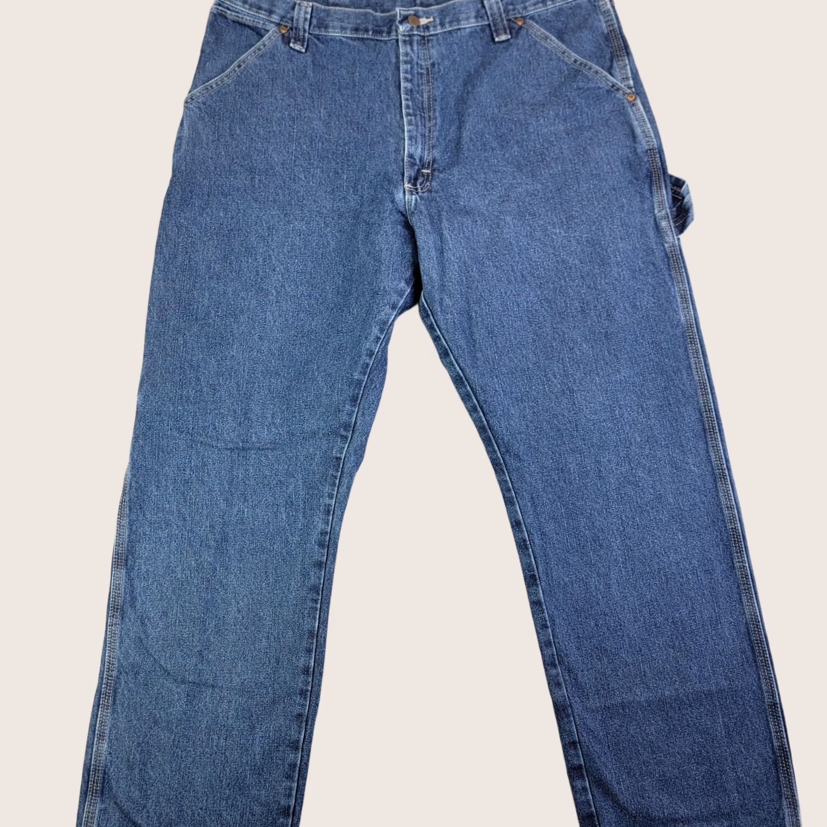 Wrangler Wrangler Jeans Mens 38x32 Denim Blue Carpenter Straight Leg Workwear Relaxed Fit 1094LSWDV Size US 38 / EU 54 - 1 Thumbnail