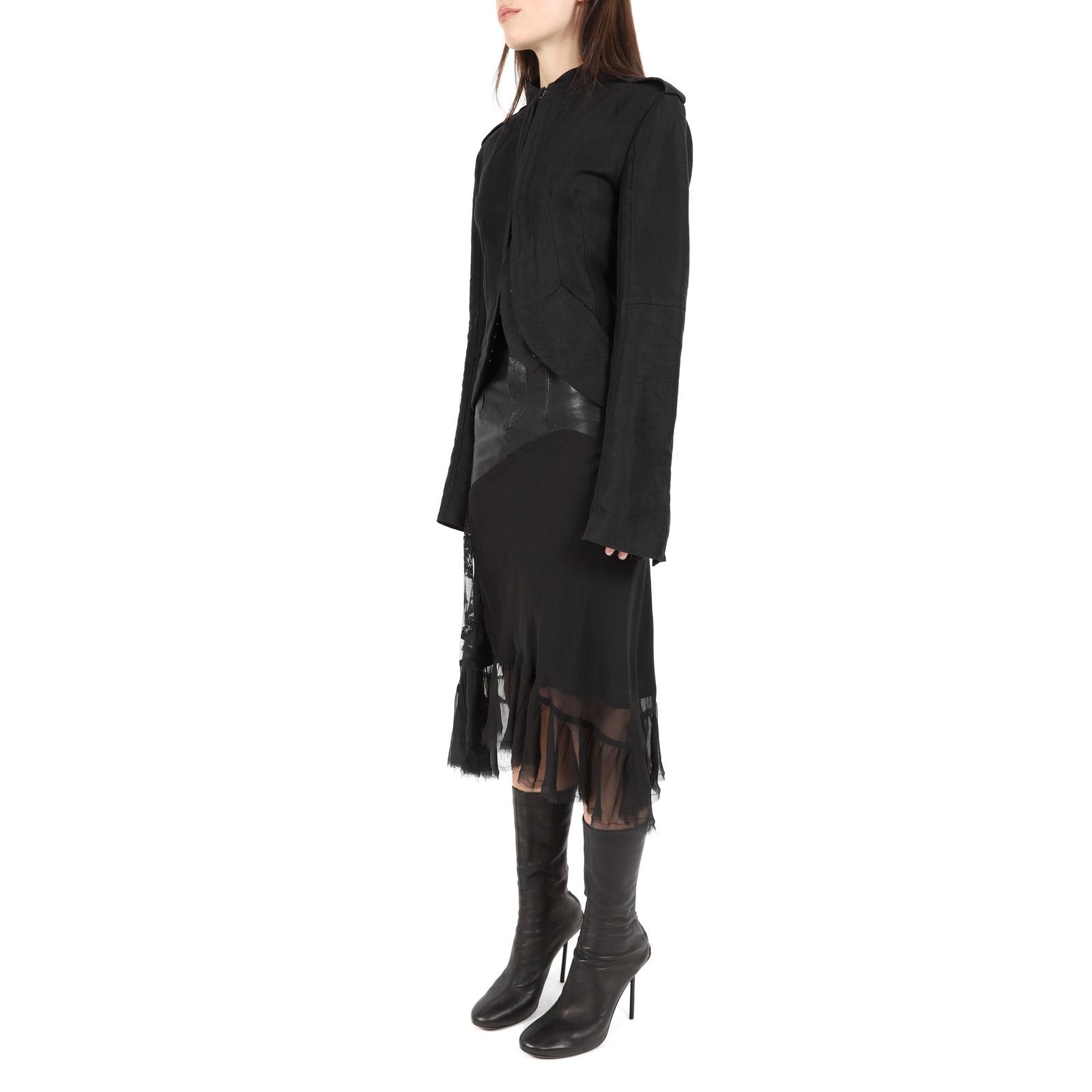Haider Ackermann FW17 Belted Military Jacket in Black Cotton Size XS / US 0-2 / IT 36-38 - 6 Thumbnail