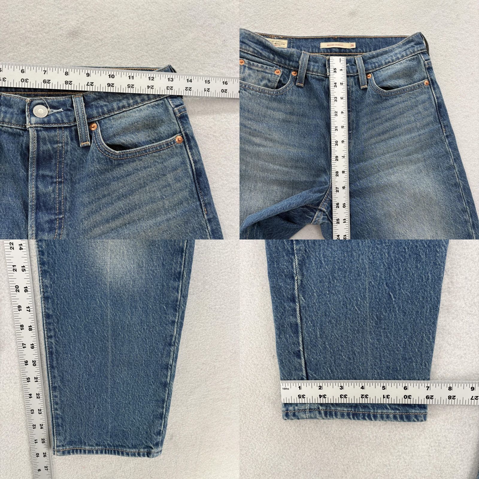 Levi's Levis Premium Wedgie Straight Jeans Womens 26 Blue High Rise Denim Big E Rodeo Size 26" / US 2 / IT 38 - 8 Thumbnail